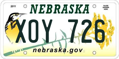 NE license plate XOY726