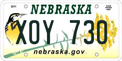 NE license plate XOY730