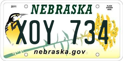 NE license plate XOY734