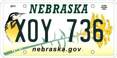 NE license plate XOY736