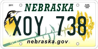 NE license plate XOY738