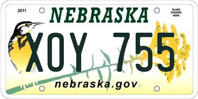 NE license plate XOY755