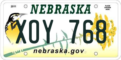 NE license plate XOY768