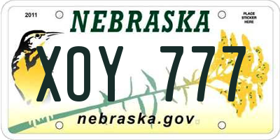 NE license plate XOY777