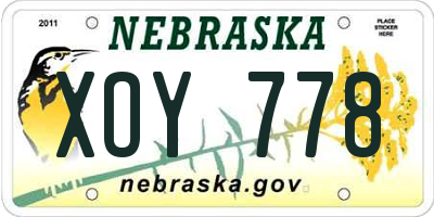 NE license plate XOY778