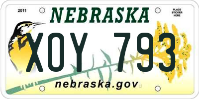 NE license plate XOY793