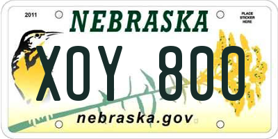 NE license plate XOY800