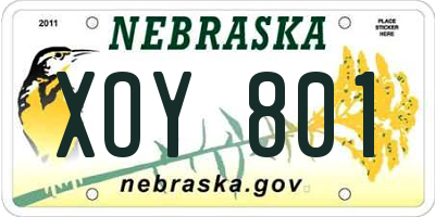 NE license plate XOY801