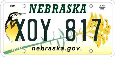 NE license plate XOY817