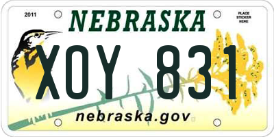 NE license plate XOY831