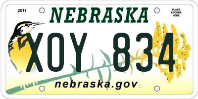 NE license plate XOY834