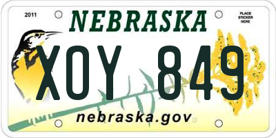 NE license plate XOY849