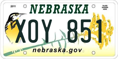 NE license plate XOY851
