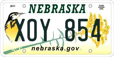 NE license plate XOY854