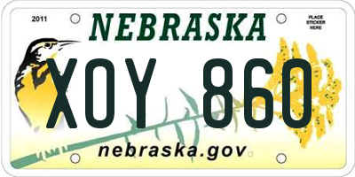 NE license plate XOY860