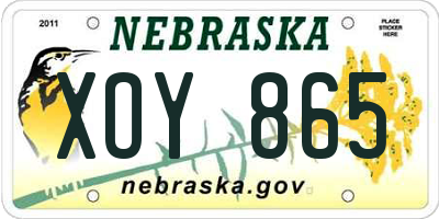 NE license plate XOY865