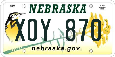 NE license plate XOY870