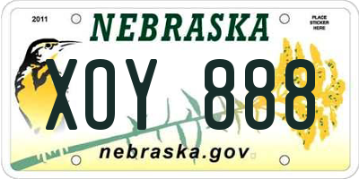 NE license plate XOY888