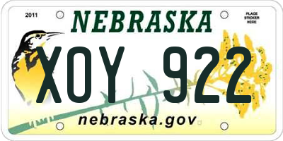 NE license plate XOY922