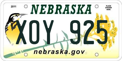 NE license plate XOY925