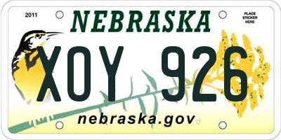 NE license plate XOY926