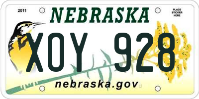 NE license plate XOY928