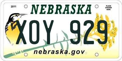 NE license plate XOY929