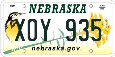 NE license plate XOY935