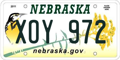 NE license plate XOY972