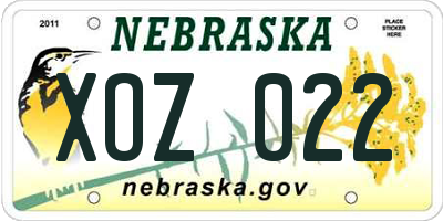 NE license plate XOZ022