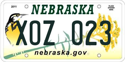 NE license plate XOZ023