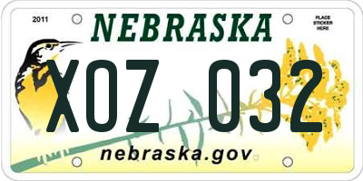 NE license plate XOZ032