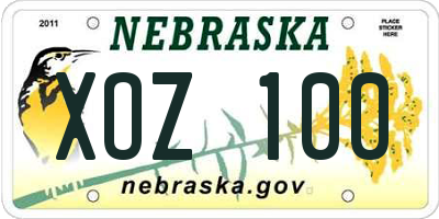 NE license plate XOZ100