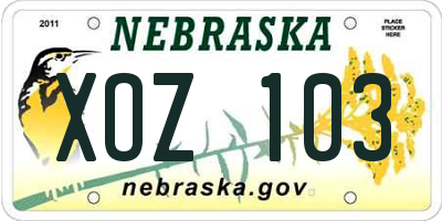 NE license plate XOZ103