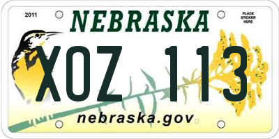 NE license plate XOZ113