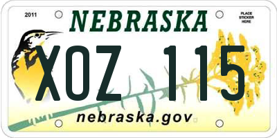 NE license plate XOZ115