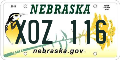 NE license plate XOZ116