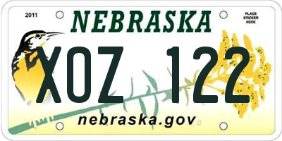 NE license plate XOZ122