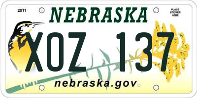 NE license plate XOZ137