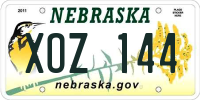 NE license plate XOZ144