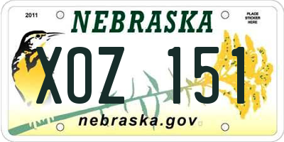 NE license plate XOZ151