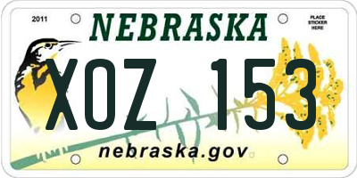 NE license plate XOZ153