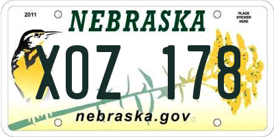 NE license plate XOZ178