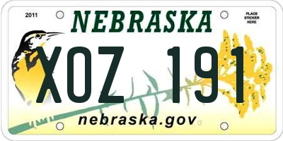 NE license plate XOZ191