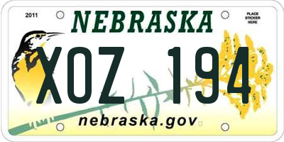 NE license plate XOZ194