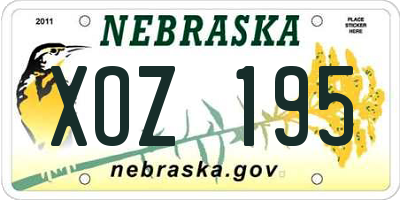 NE license plate XOZ195