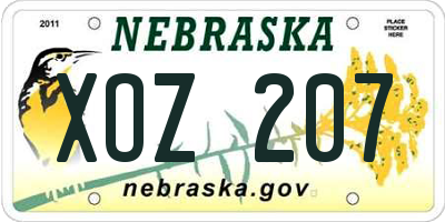 NE license plate XOZ207