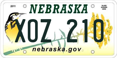 NE license plate XOZ210