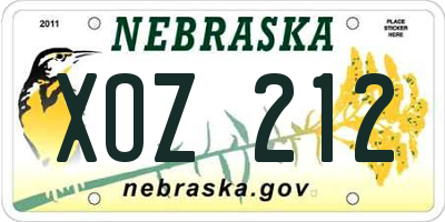 NE license plate XOZ212