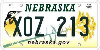 NE license plate XOZ213